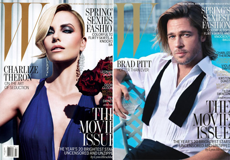 Charlize Theron Brad Pitt cover W magazine February 2012