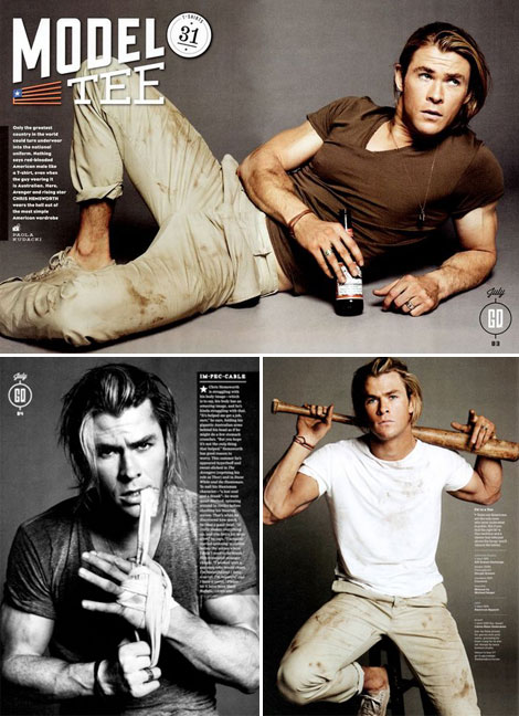 Chris Hemsworth models for men magazine