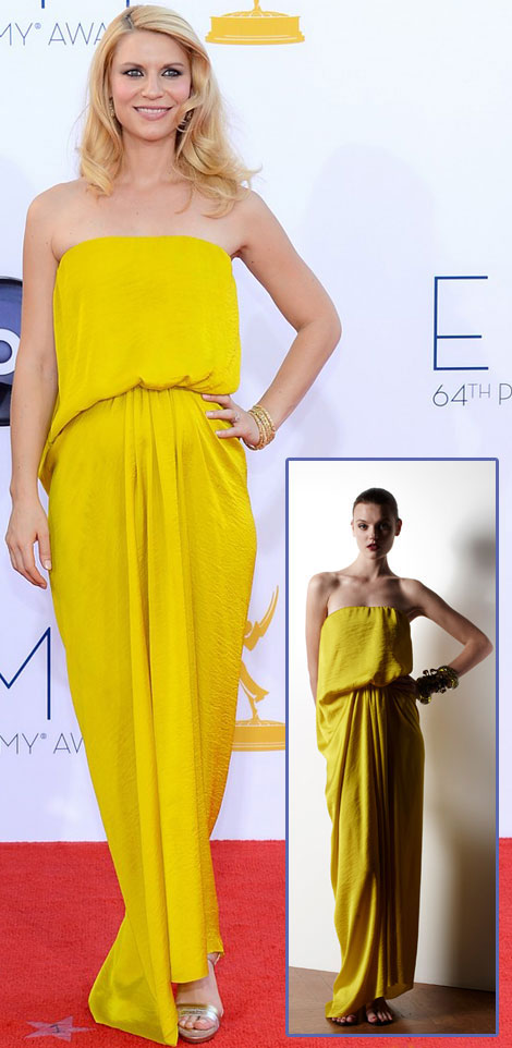Claire Danes baby bump Lanvin Yellow Dress 2012 Emmy Awards