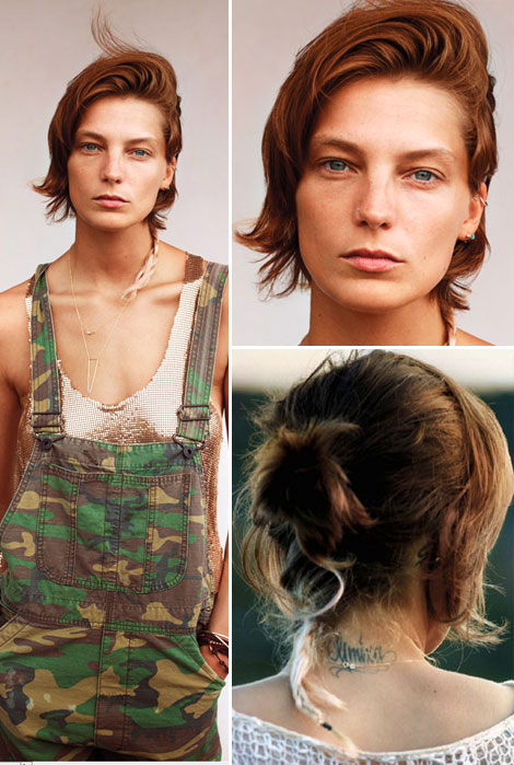 Daria Werbowy s new haircut with rat tail