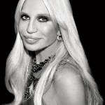 Donatella Versace black and white portrait
