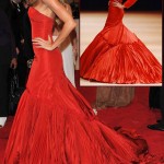 Gisele Bundchen red McQueen dress fw05 Met Gala 2011