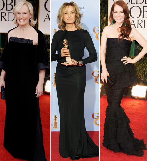 Glenn Close Jane Lynch Julianne Moore 2012 Golden Globes black dresses