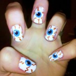 Halloween manicure eyeballs