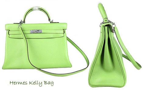 Hermes Kelly Green leather bag