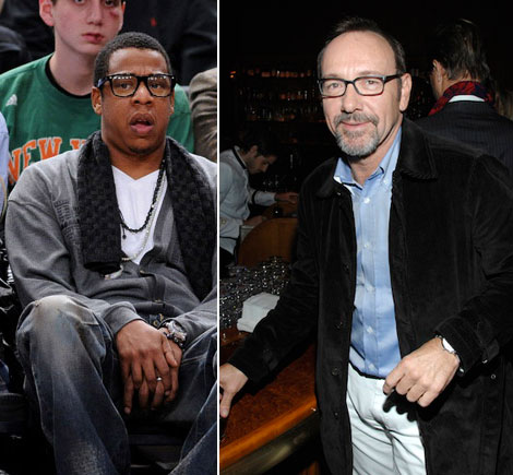 Jay Z Kevin Spacey wearing black rimmed glasses