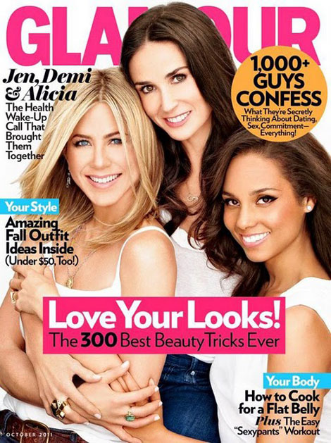 Alicia Keys, Jennifer Aniston, Demi Moore Do Glamour October 2011