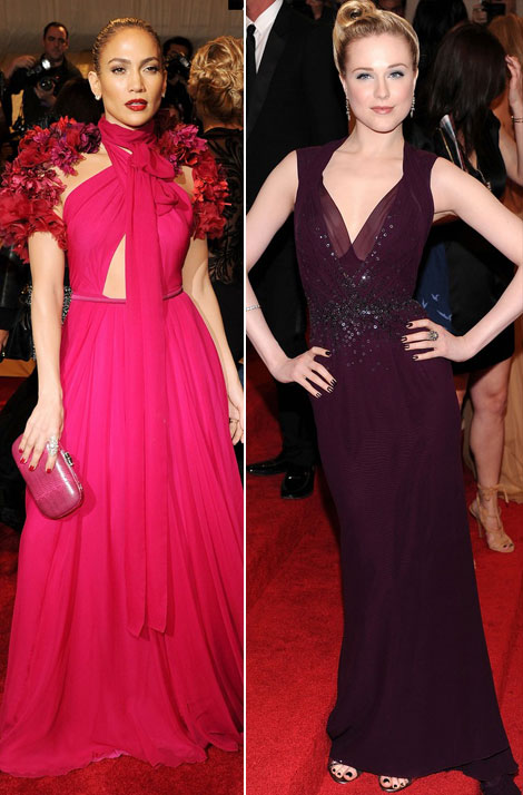 Jennifer Lopez Evan Rachel Wood Gucci dresses Met ball 2011