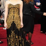 Jessica Chastain black dress with golden embroidery dress 2012 Oscars