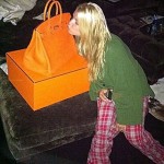 Jessica Simpson big orange Hermes Birkin Bag