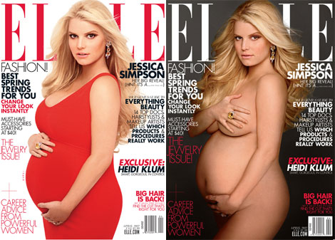 Jessica Simpson Pregnant Elle Cover: To Be Or Not To Be Dressed?