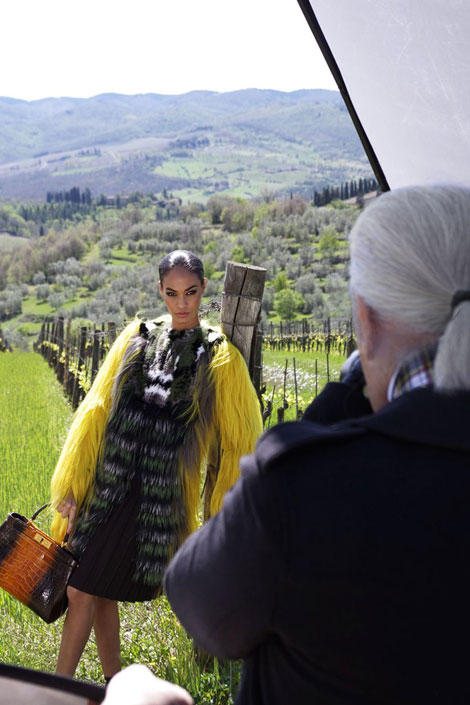 Joan Smalls photographed by Karl Lagerfeld for Fendi fall 2012 ad campaign