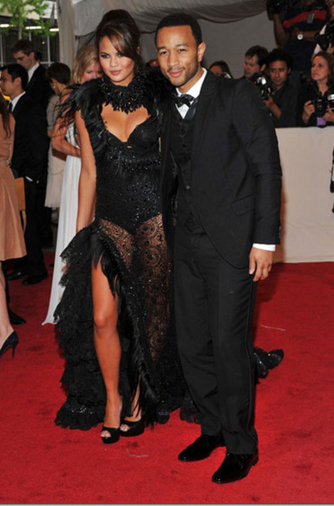 John Legend Alexander McQueen black suit Met gala 2011