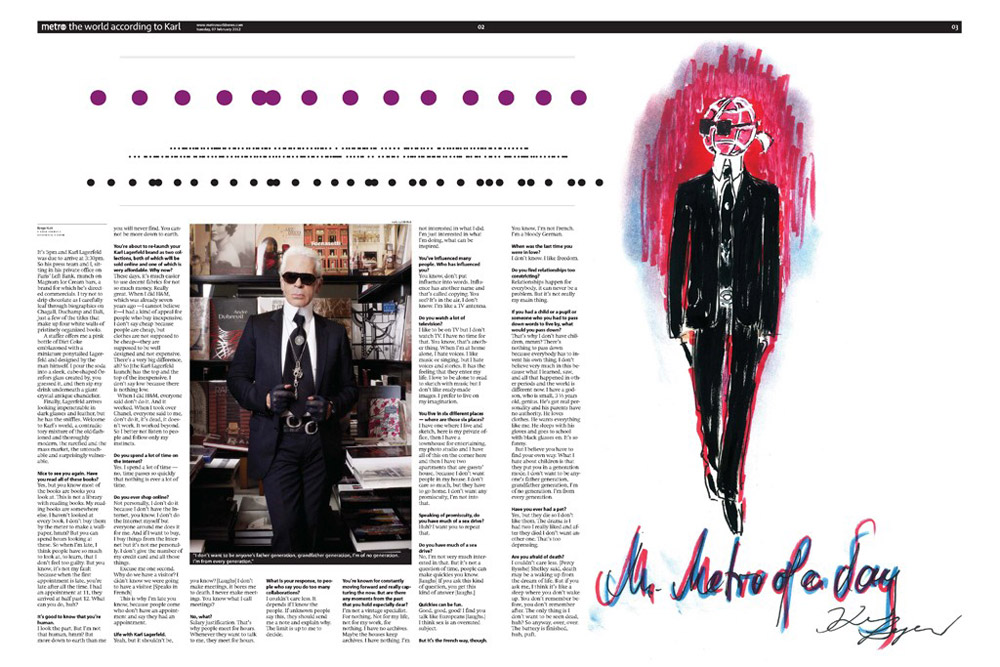 Karl Lagerfeld Metro newspaper guest edited issue