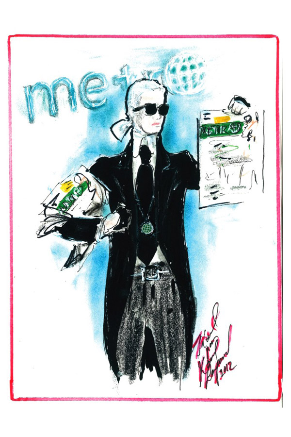 Karl Lagerfeld drawing of himself