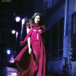 Karlie Kloss Gucci fuchsia dress Harpers