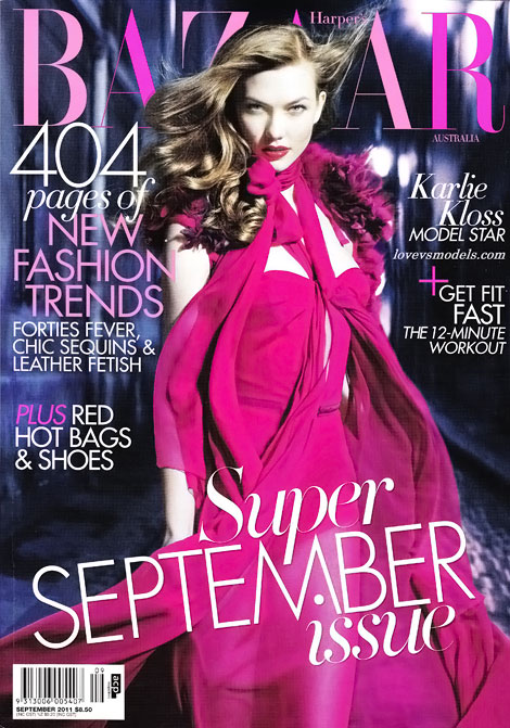 Karlie Kloss Harpers Bazaar September 2011 cover