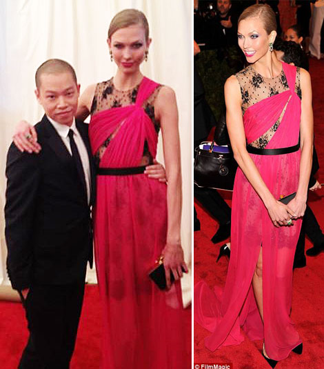 Models At Met Gala 2012: Karlie Kloss In Pink Jason Wu Dress
