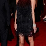 Kate Bosworthblack feathered dress Prada Met Gala 2012