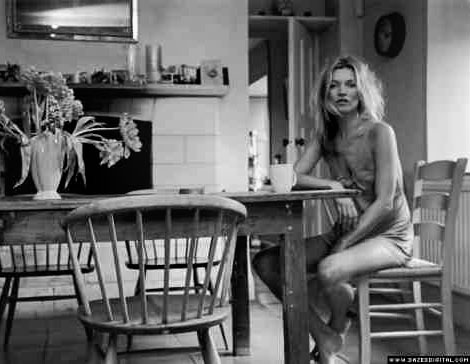 Kate Moss home kitchen attire