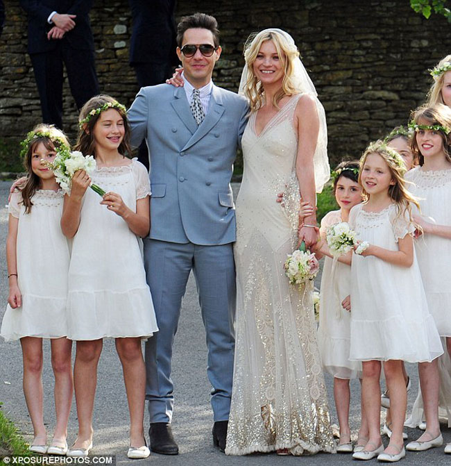 Kate Moss wedding dress golden embroidery