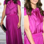 Katie Holmes purple dress Holmes and Yang