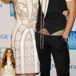 Katy Perry white leather Versace dress charity event