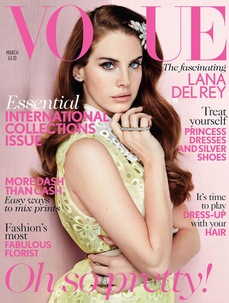 Lana Del Rey Vogue UK March 2012 pink cover