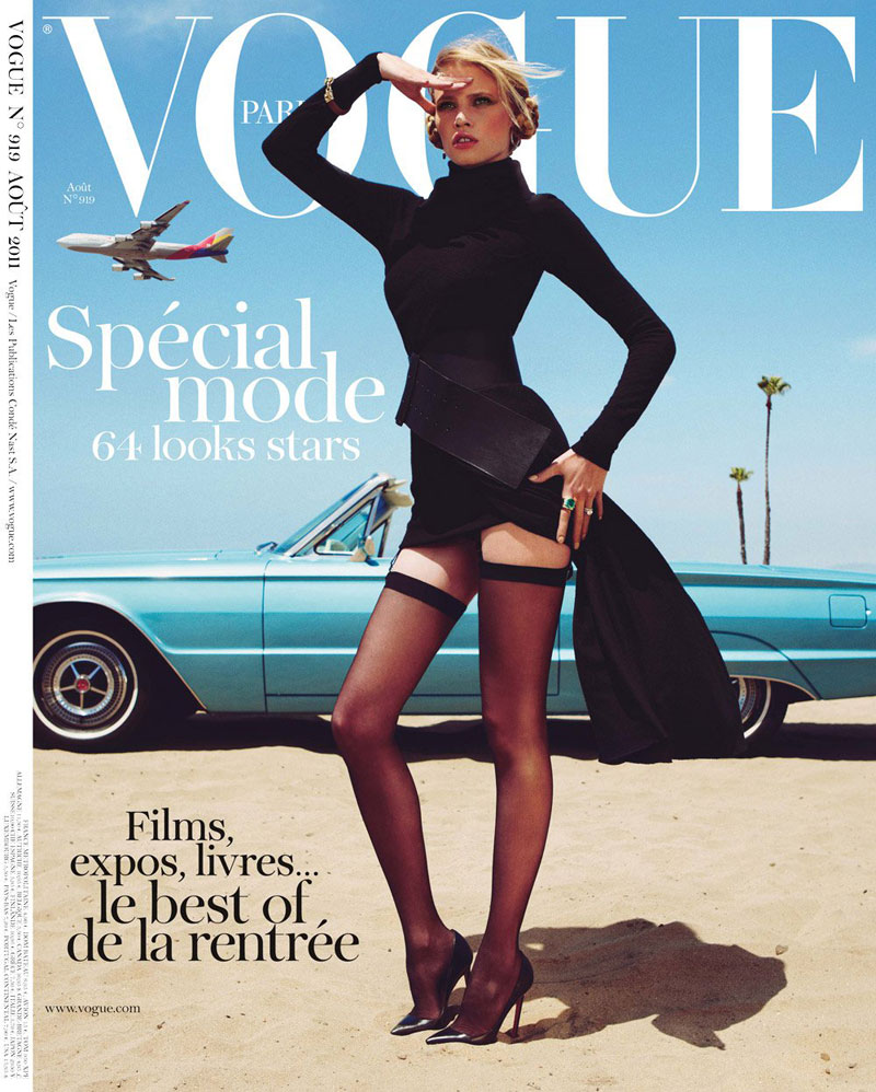 Lara Stone s long legs on Vogue Paris cover