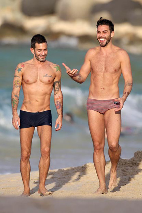 Marc Jacobs at the beach with Lorenzo Martone