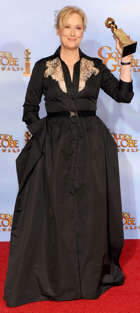 Meryl Streep black Alessandra Rich dress 2012 Golden Globes
