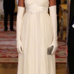 Michelle Obama wears white Tom Ford dress in UK