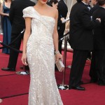 Milla Jovovich white dress 2012 Oscars Red Carpet