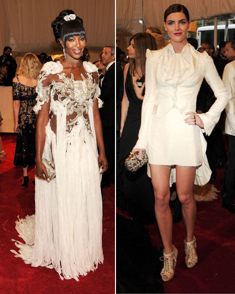 Naomi Campbell Hillary Rhoda white McQueen dresses Met ball 2011