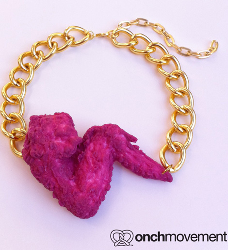 Nicki MInaj pink fried chicken wing necklace on sale