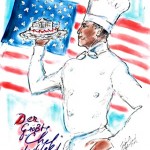 Obama Chef drawing by Karl Lagerfeld