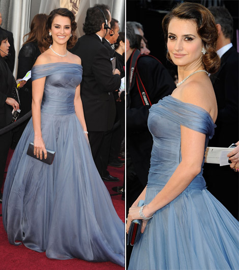 Penelope Cruz In Armani Soft Blue Dress For 2012 Oscars