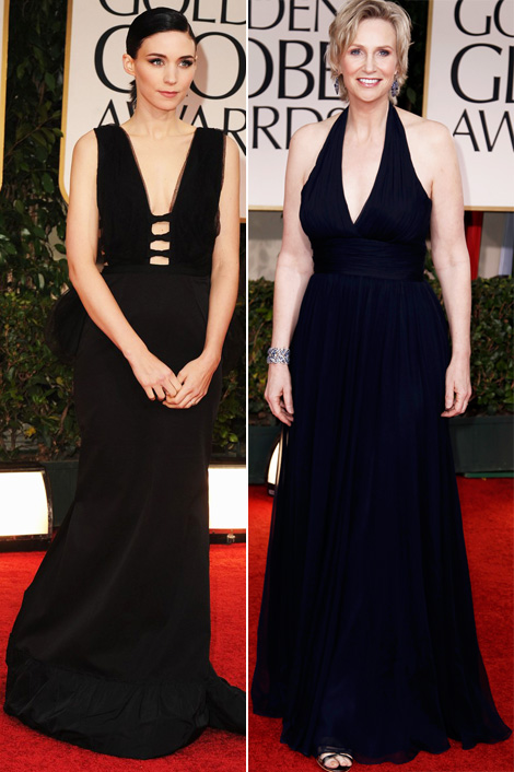 Rooney Mara Jane Lynch 2012 Golden Globes Black Dresses