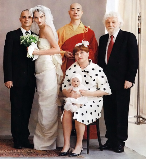 Sasha Pivovarova with husband Igor wedding