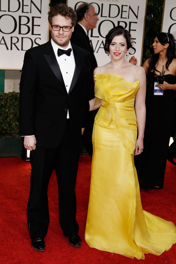 Seth Rogen with wife Laura Miller at 2012 Golden Globes