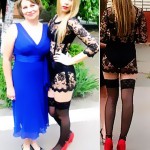 Ukrainian High School graduate with risky black see through dress
