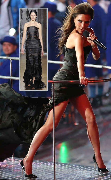 Victoria Beckham Giles black dress Spice Girls reunion Olympics Closing Ceremony