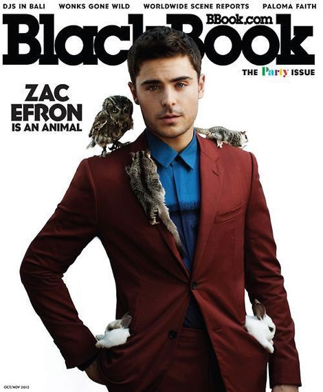 Zac Efron covers BlackBook with cute animals