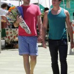 Zachary Quinto with boyfriend Jonathan Groff at the market