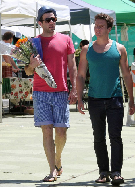 Zachary Quinto with boyfriend Jonathan Groff at the market