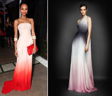 Zoe Saldana Ombre dress Versace gradient dress