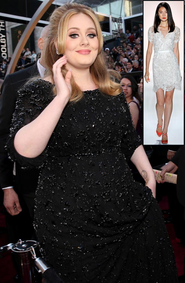 Adele Jenny Packham black lace dress Oscars 2013