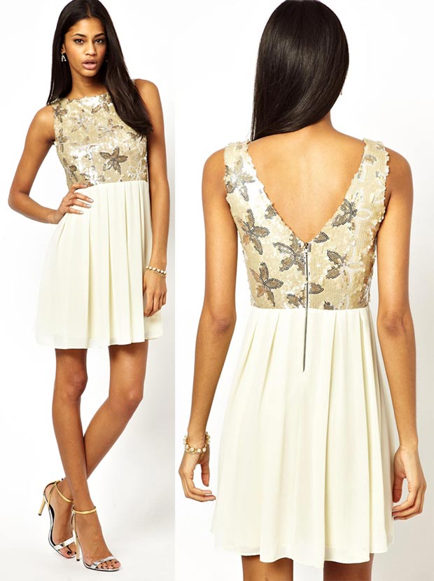 affordable party sequined dress white flowers top