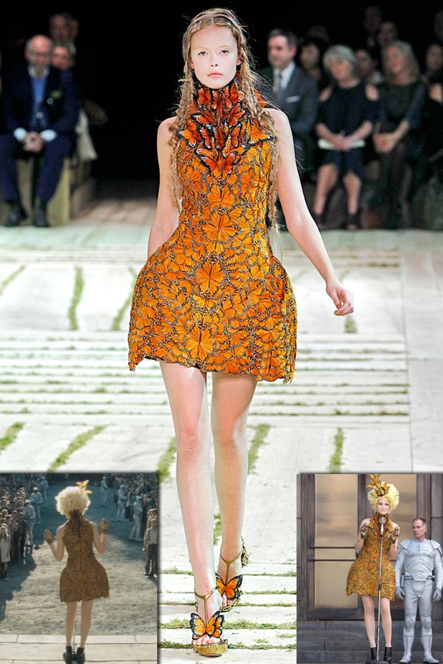 Alexander McQueen butterfly dress worn by Effie Trinket
