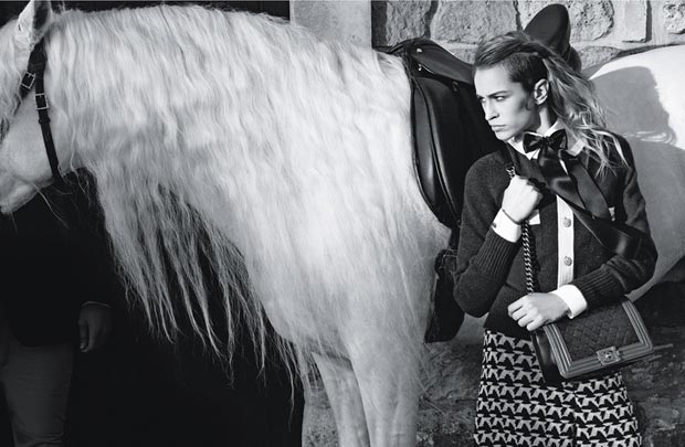 Alice Dellal Chanel Boy bags new ad campaign 2013